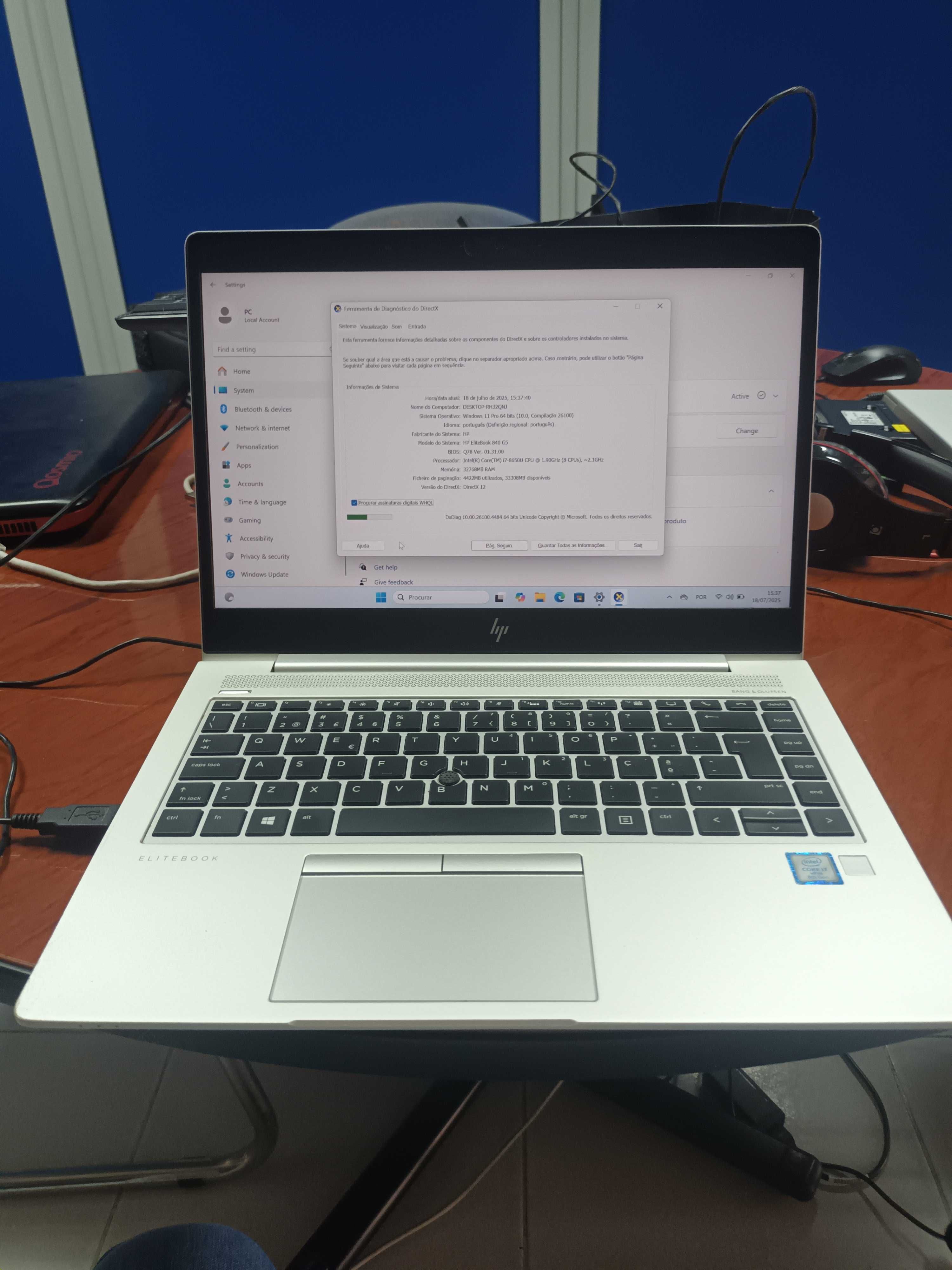 Portatil HP Elitebook 840 G5 i7 8 16GB 512GB SSD Win 11
