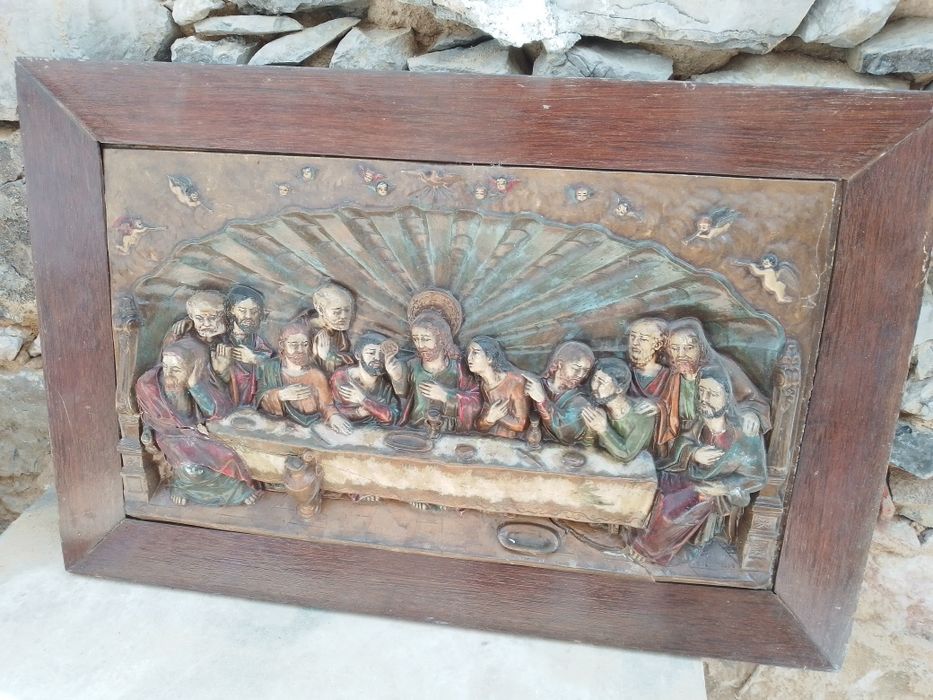 Quadro Antigo Vintage " Última ceia de Cristo"
