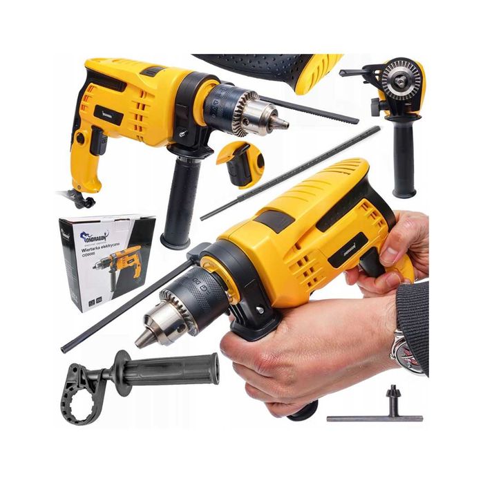 Mocna wiertarka udarowa 1600w 13mm regulacja udar elektryczna z udarem