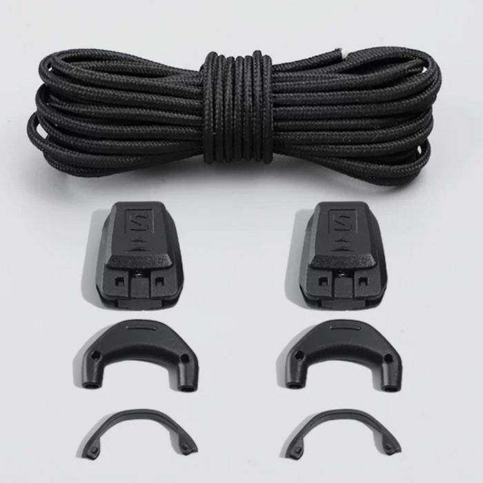 Шнурки Salomon 160 см. Шнурки с фиксатором.чорні і зелені