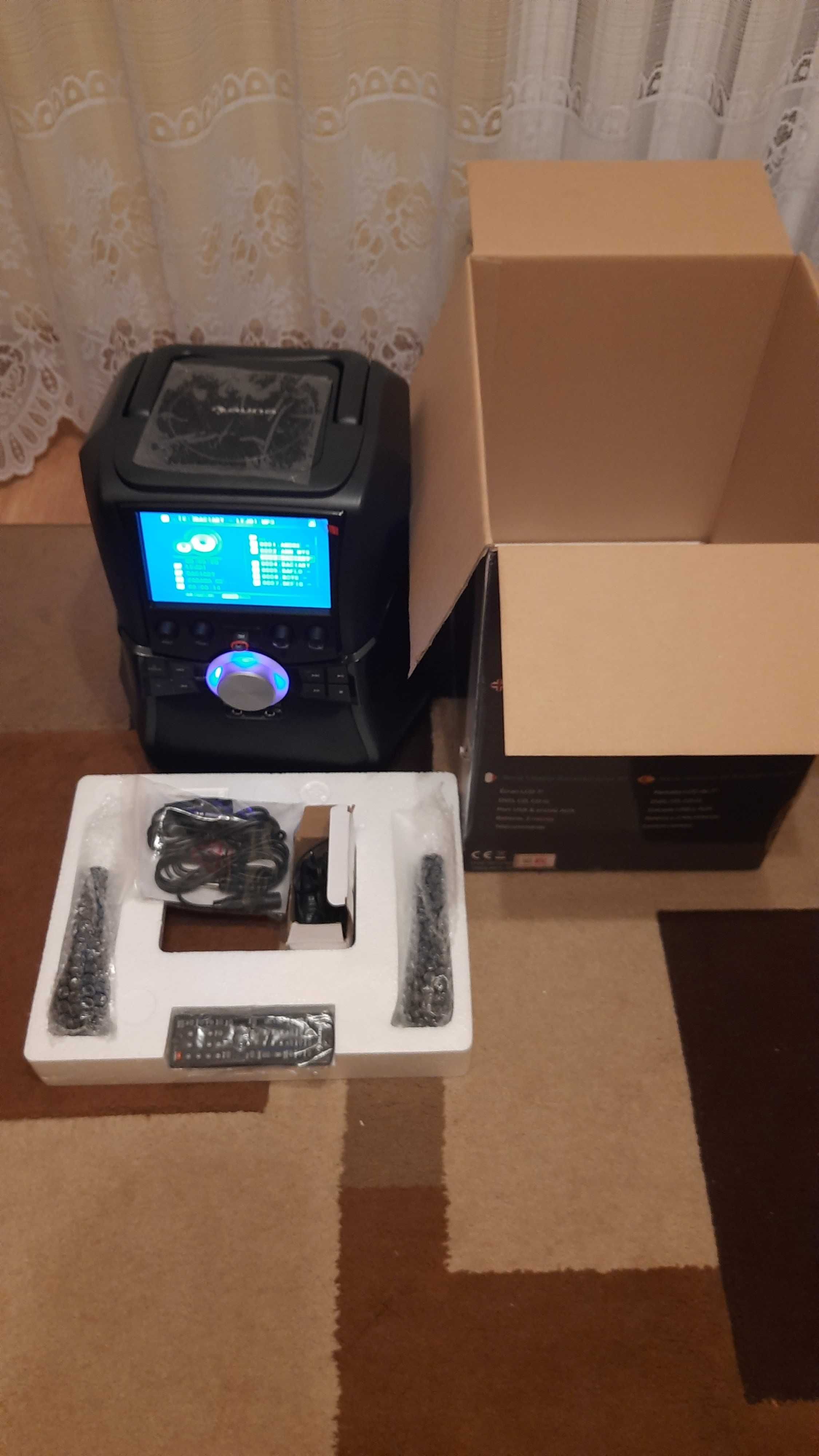 Zestaw multimedialny CD/DVD, USB, BT,  TFT 7", 2 mikr., akumulator