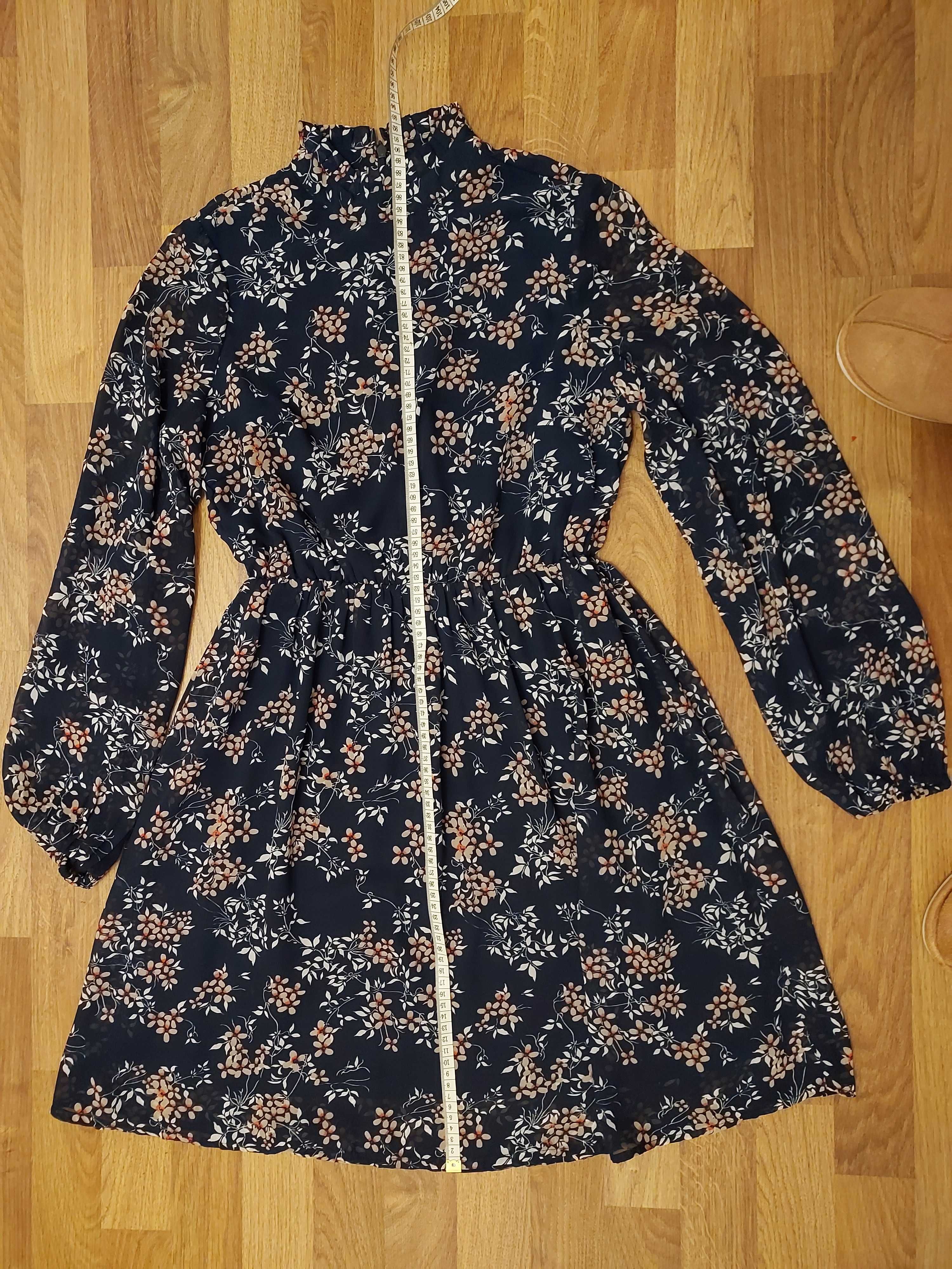 Granatowa sukienka w kwiaty, Vero Moda, rozm. XS