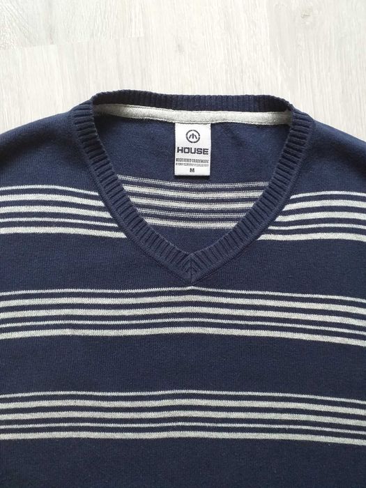 sweter sweterek męski w serek HOUSE slim pasy r. M
