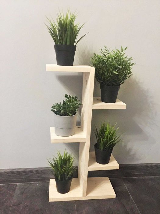 DREWNIANY kwietnik piętrowy, półka, stojak na kwiaty, regał
