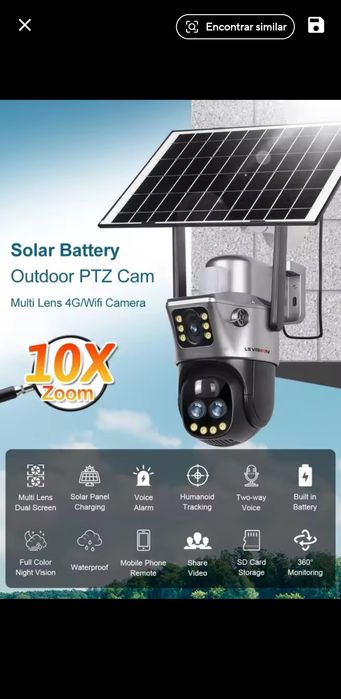 Camera Wi-Fi Solar | 3 Lentes 12Mp 10x Zoom Óptico | CCTV  Segurança