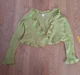 sweter z rozszerzanymi rękawami wiązany crop top zielony fairycore