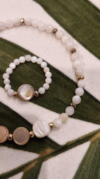 Zestaw bransoletka i pierścionek z naturalnych kamieni