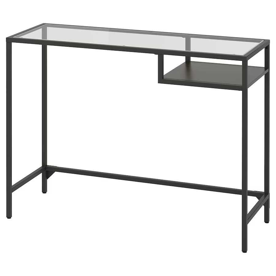 Mesa p/portátil, pret-cast/vidro, 100x36 cm (Vitsjo IKEA)