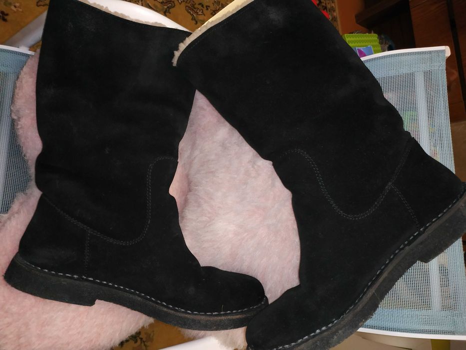 фирменные утепленные замшевые женские сапоги BALLY