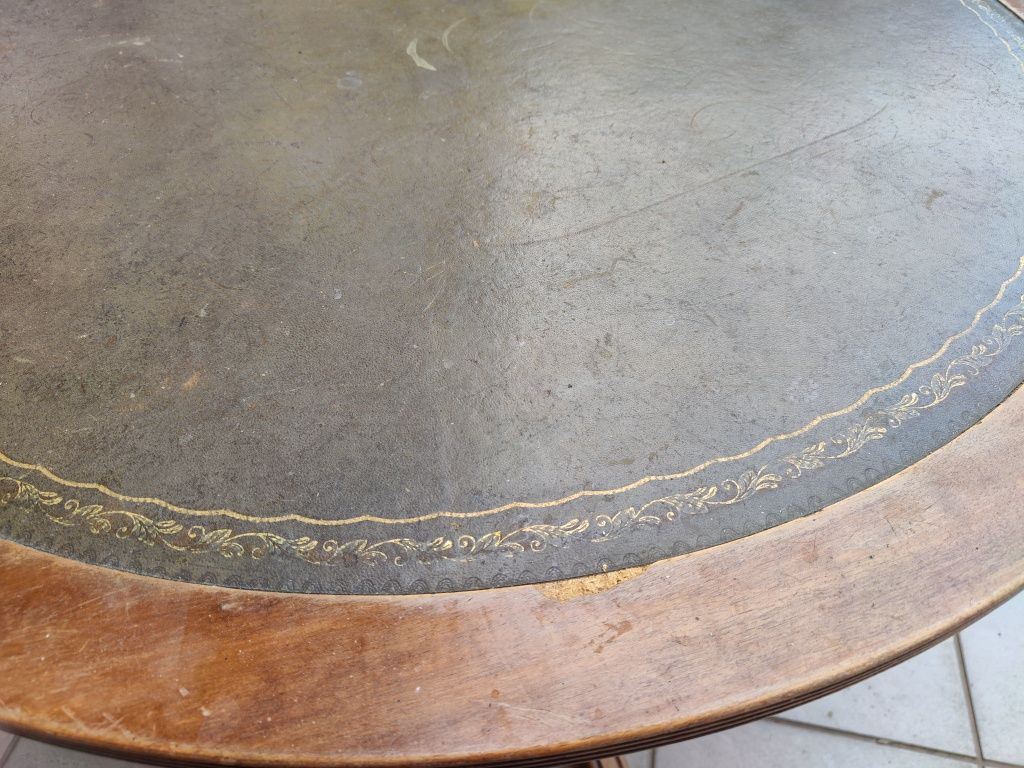 Stół stolik kawowy lwie pazury skórzany drewniany