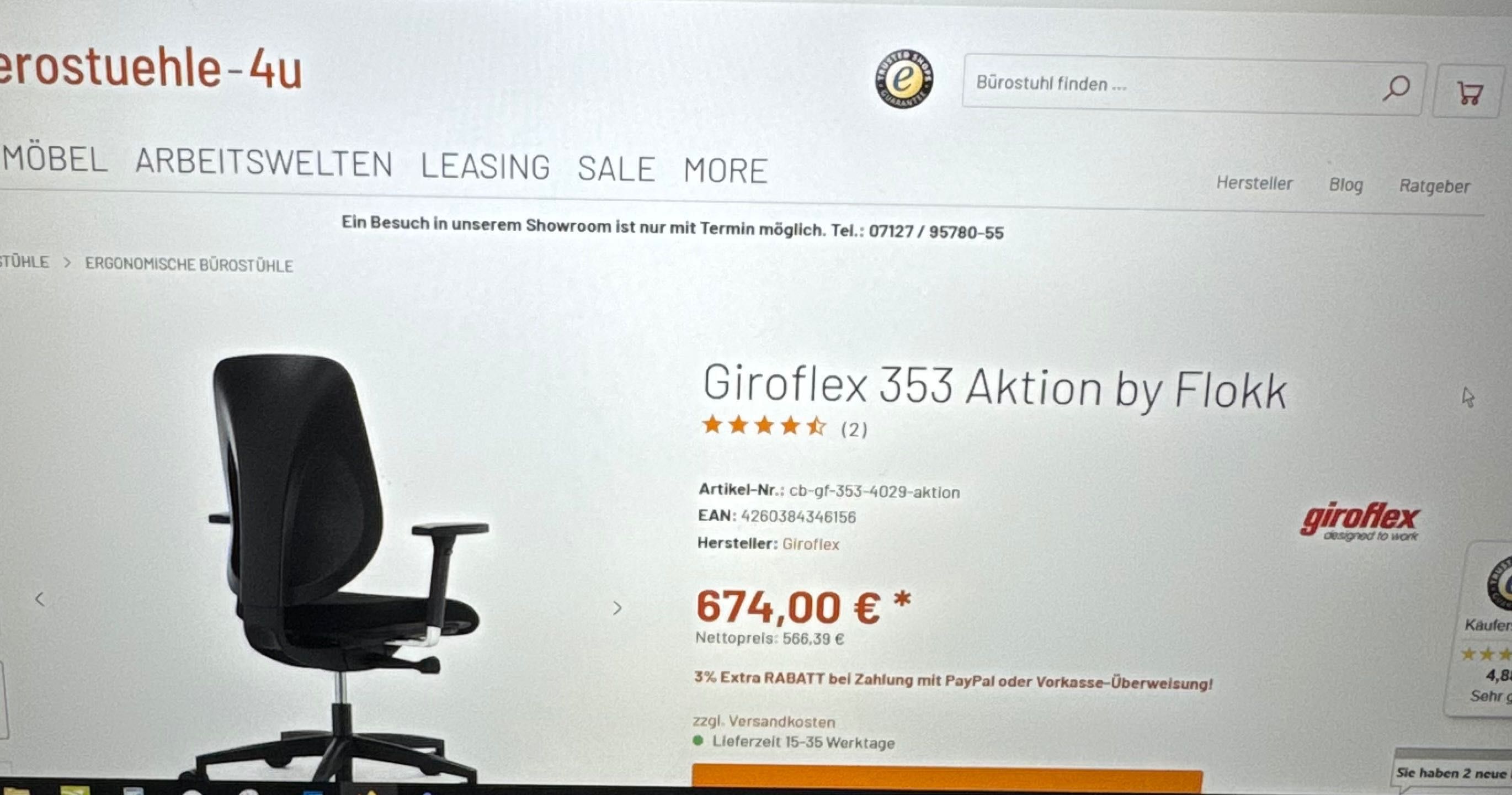 Cadeira escritório giroflex 353