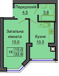 1к квартира 34 м2  жк Софія Нова(метро Теремки) є розстрочка