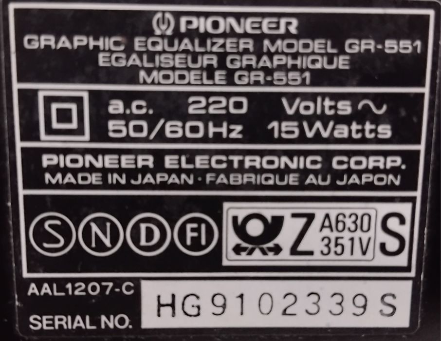 PIONEER Equalizador GR-551