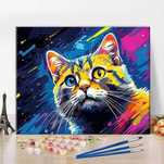 Malowanie po Numerach Farbami Płótno DIY Obraz Rękodzieło Kot 40x50 cm
