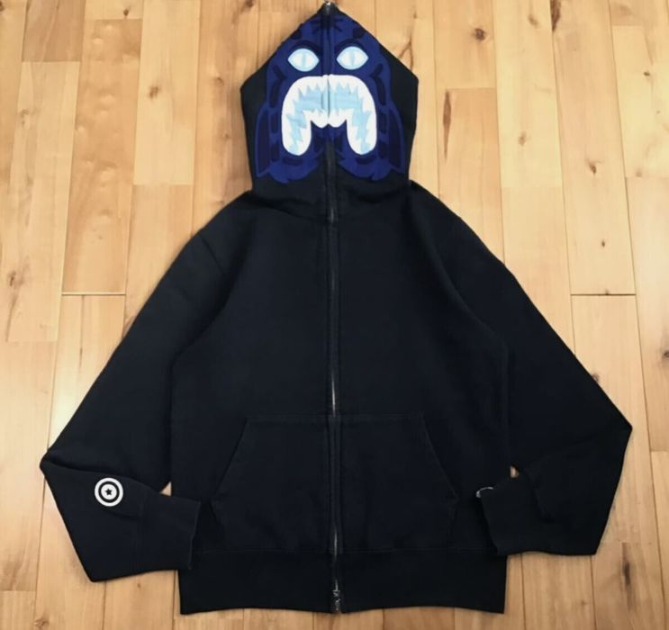 Bape navy full tiger zip hoodie