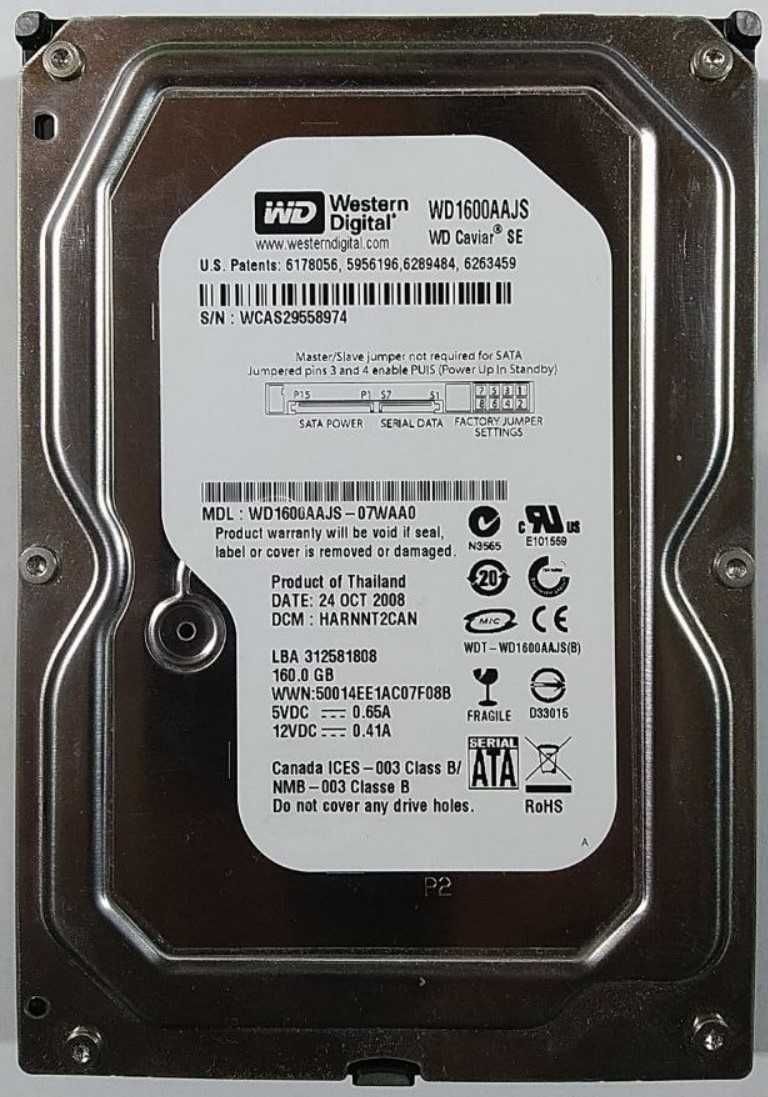 Винчестер 3.5" жесткий диск в компьютер 160Gb SATA2 WD WD1600AAJS
