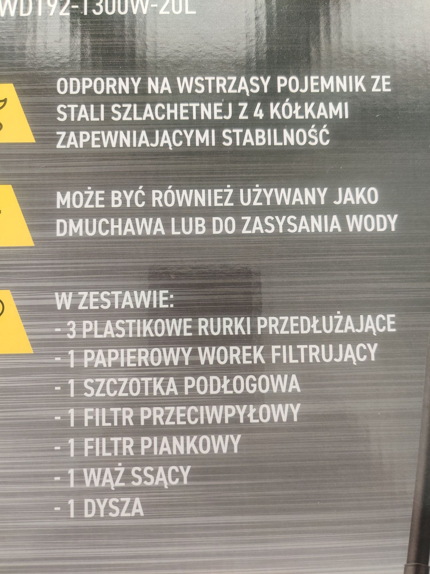 Odkurzacz warsztatowy na sucho i mokro 20L 1300W nowy