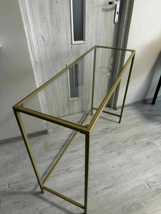 konsola złoty stolik boczny szklany