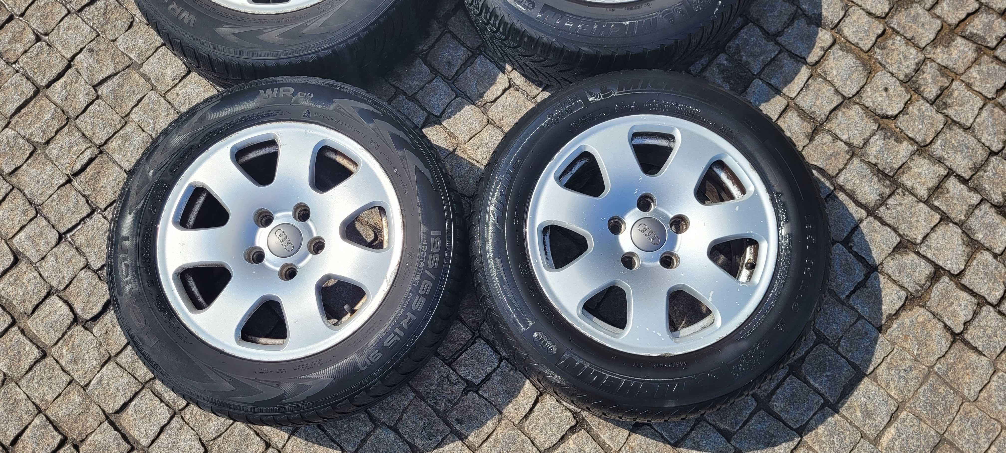 4 Jantes ORIGINAIS AUDI R15" 5x112 Et39 com Pneus a meio piso195/65/15