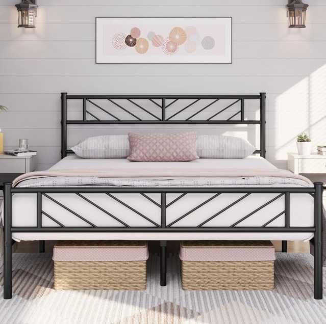 Łóżko pojedyncze metalowe Yaheetech 140x200 czarny
