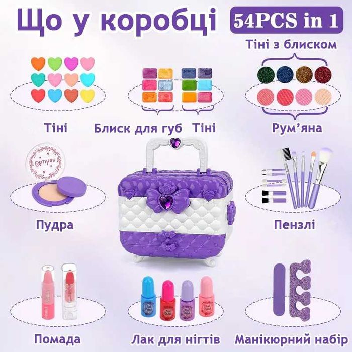 Набір дитячої косметики Flybeauty 54 in 1 дитяча косметика для дітей