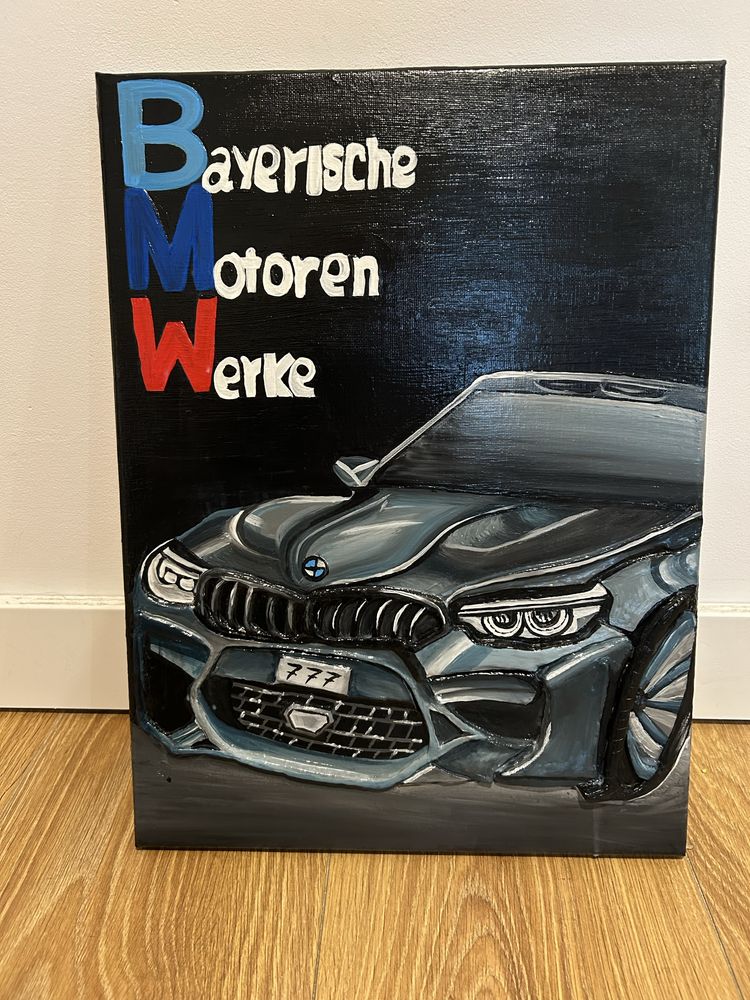 Shtuka 3D z BMW, akrylowa na plotne