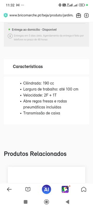 Motoenxada Bricoferr BFW50030 Nova