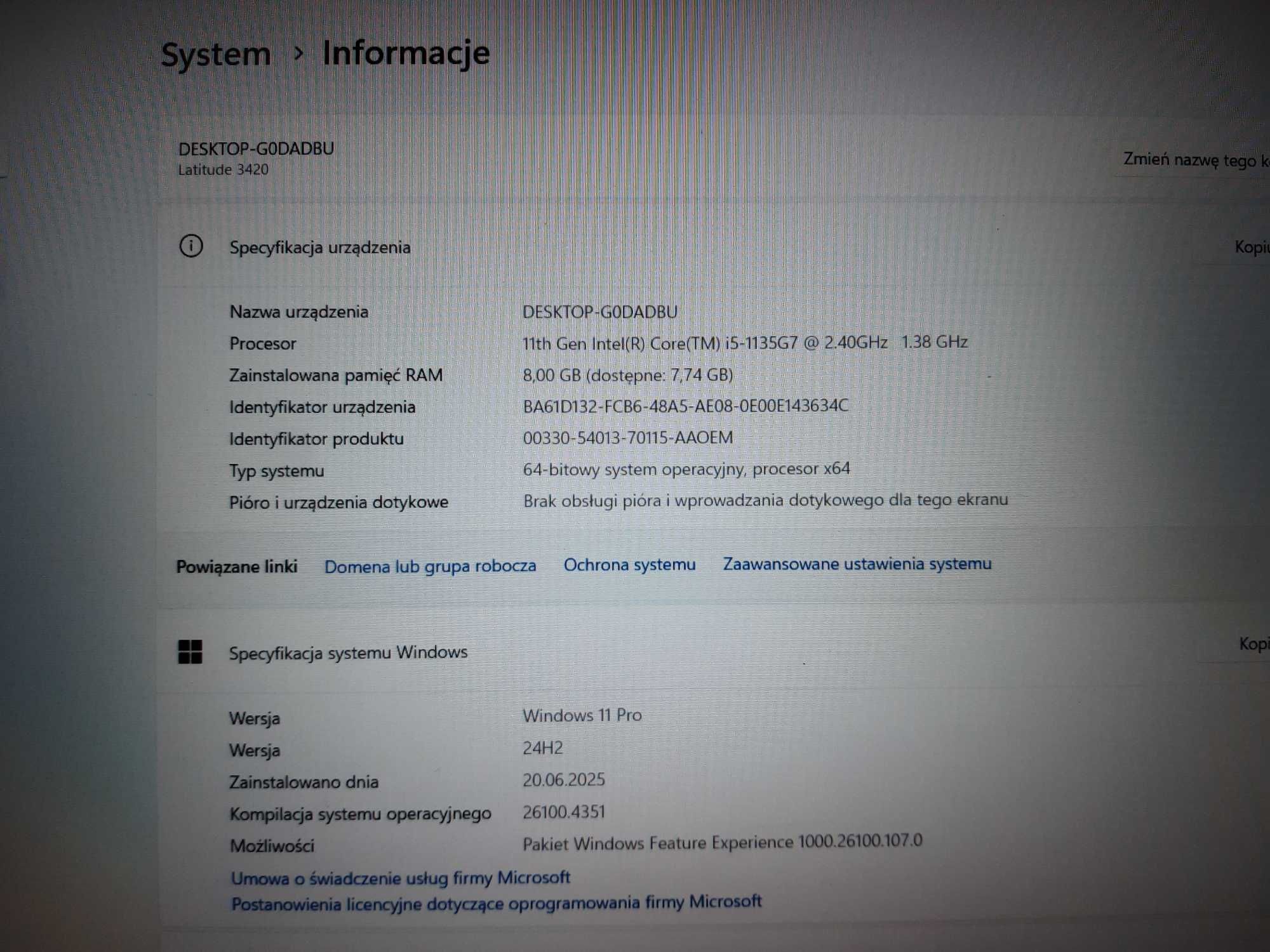 Laptop DELL Latitude 3420 Core i5 11 gen. 8GB 256GB SSD Windows 11