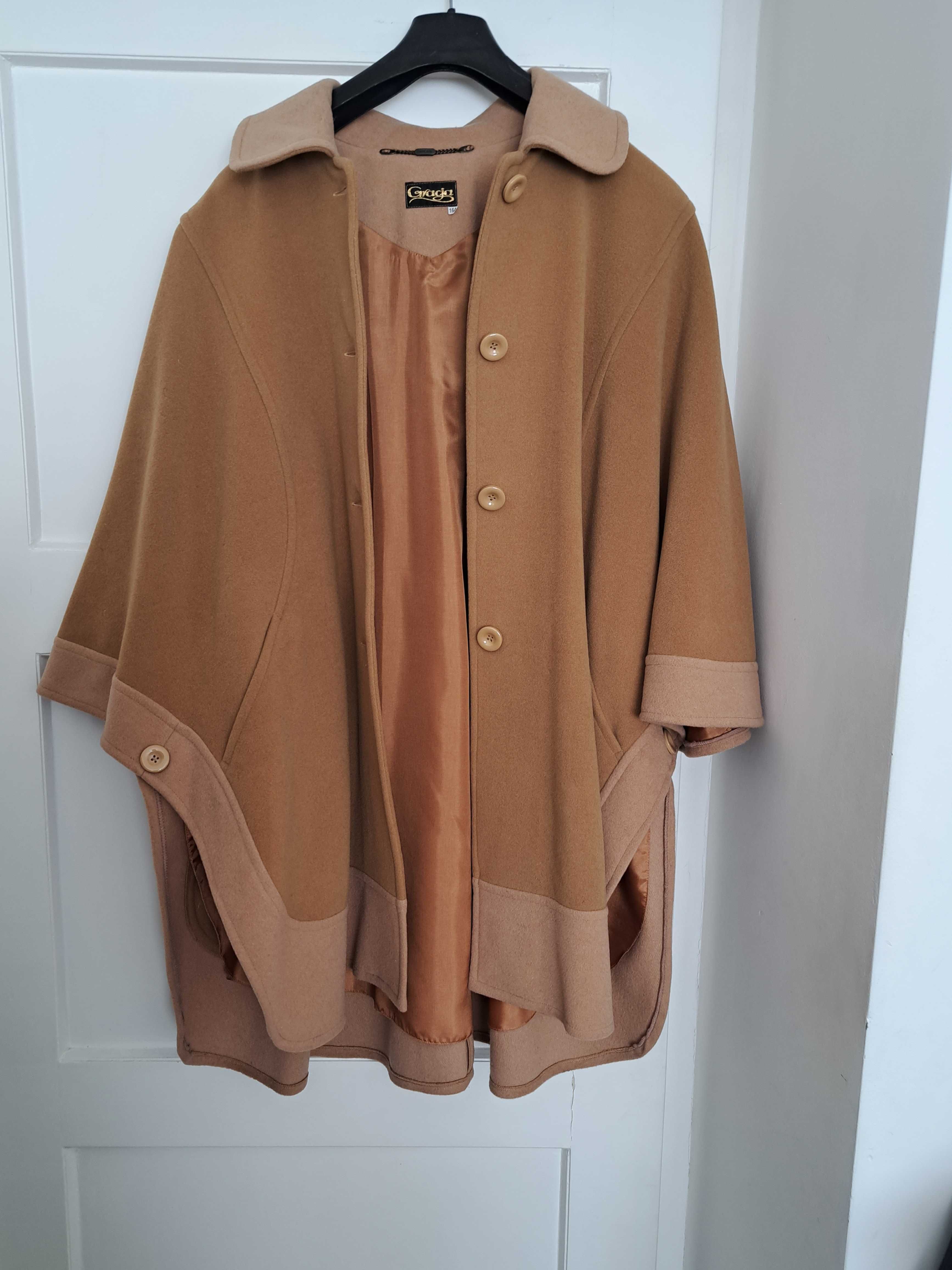 Peleryna plaszcz r 44 wool camel