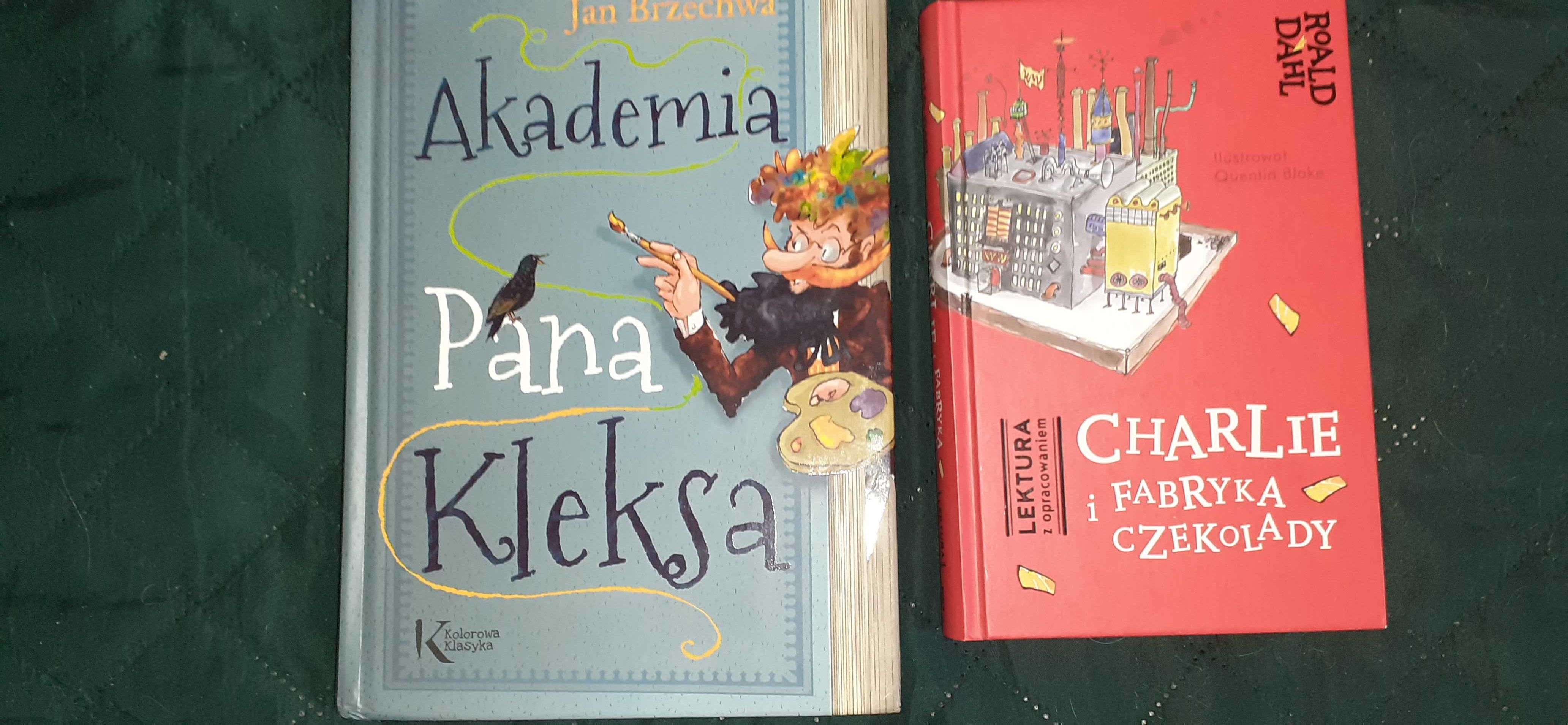 zestaw Akademia Pana Kleksa .Charlie i fabryka czekolady bdb stan
