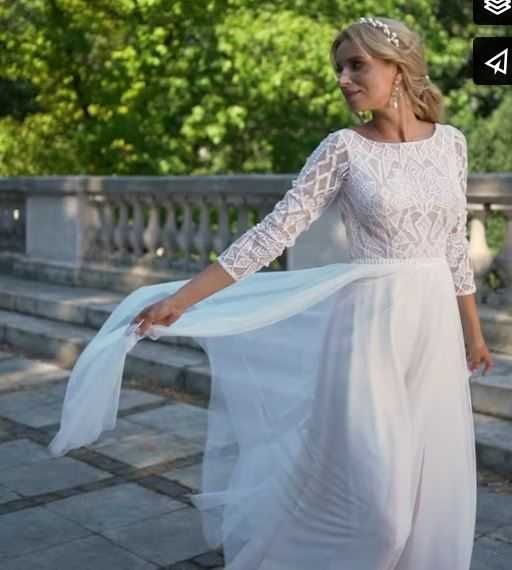 Suknia ślubna Dama Couture Ginewra rozmiar XS S 34 STAN IDEALNY