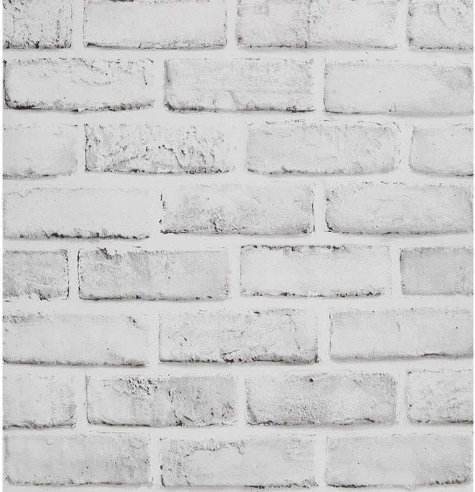 Tapeta okleina biała/szara jasna cegła rustykalna FENTIS 44.5x500cm