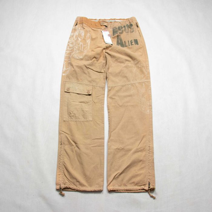 Spodnie cargo y2k GSUS Industries niski stan M z nadrukami nowe