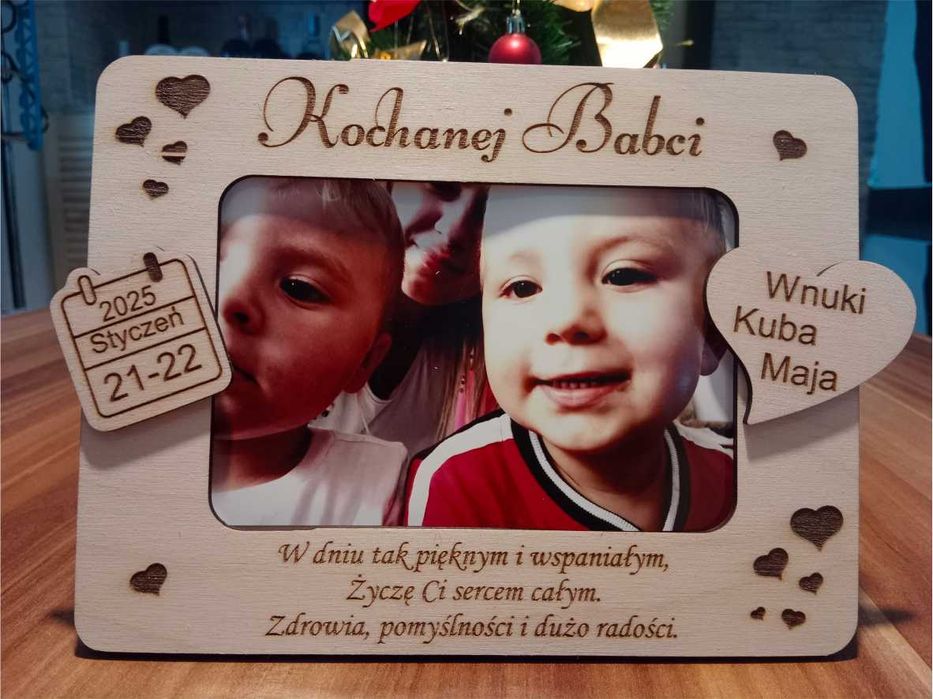 Drewniana Statuetka Ramka na Zdjecie na Dzień Babci i Dziadka