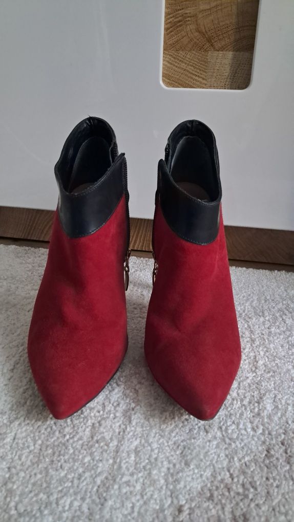 Botki Kazar 37 szpilki skorzane zamszowe