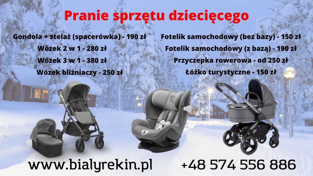 Pranie wózków dziecięcych, pranie fotelików samochodowych dzieicięcych