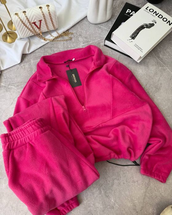 Теплый костюм женский двойка джогеры+кофта флис