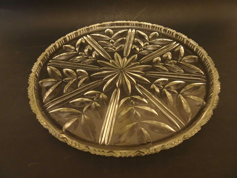 Kryształowy talerz, patera, tortownica, kryształ prl, vintage