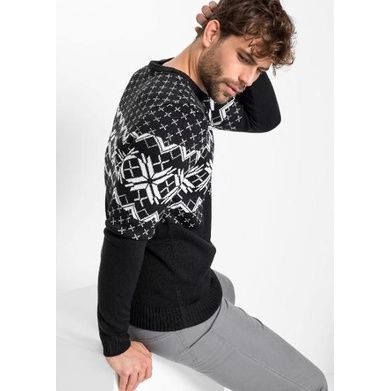 Dopasowany Sweter Pullover ze Wzorem 44-46