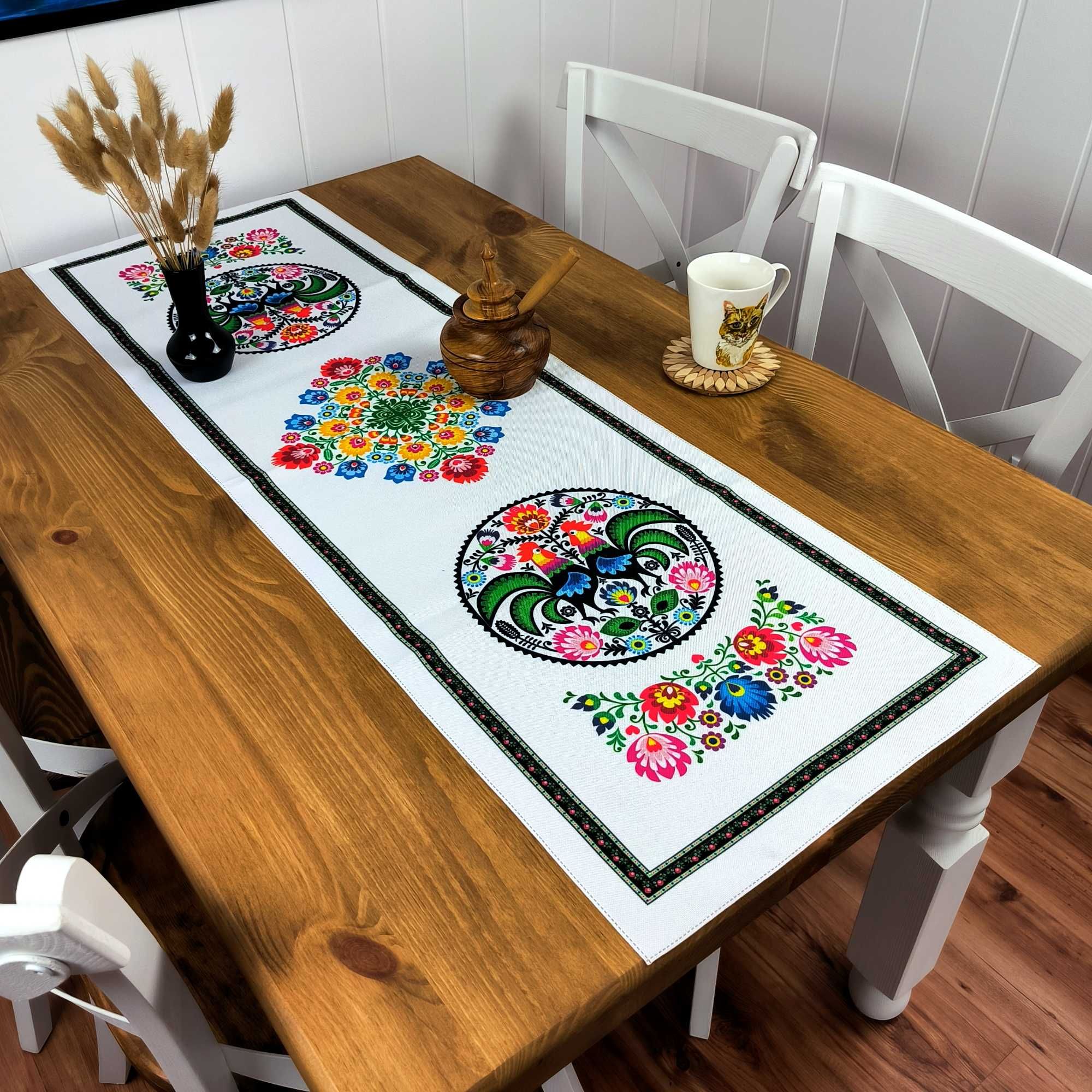 Folkowy Bieżnik na Stół 120x40 cm – Polski Produkt, Laserowy Nadruk
