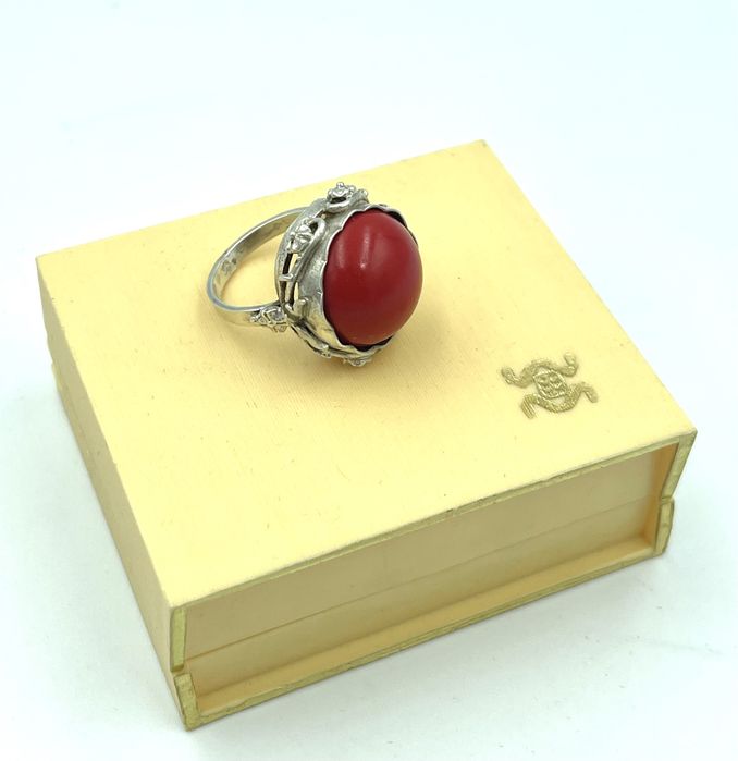 Srebrny pierścionek Warmet ala Koral unikatowy okazja.