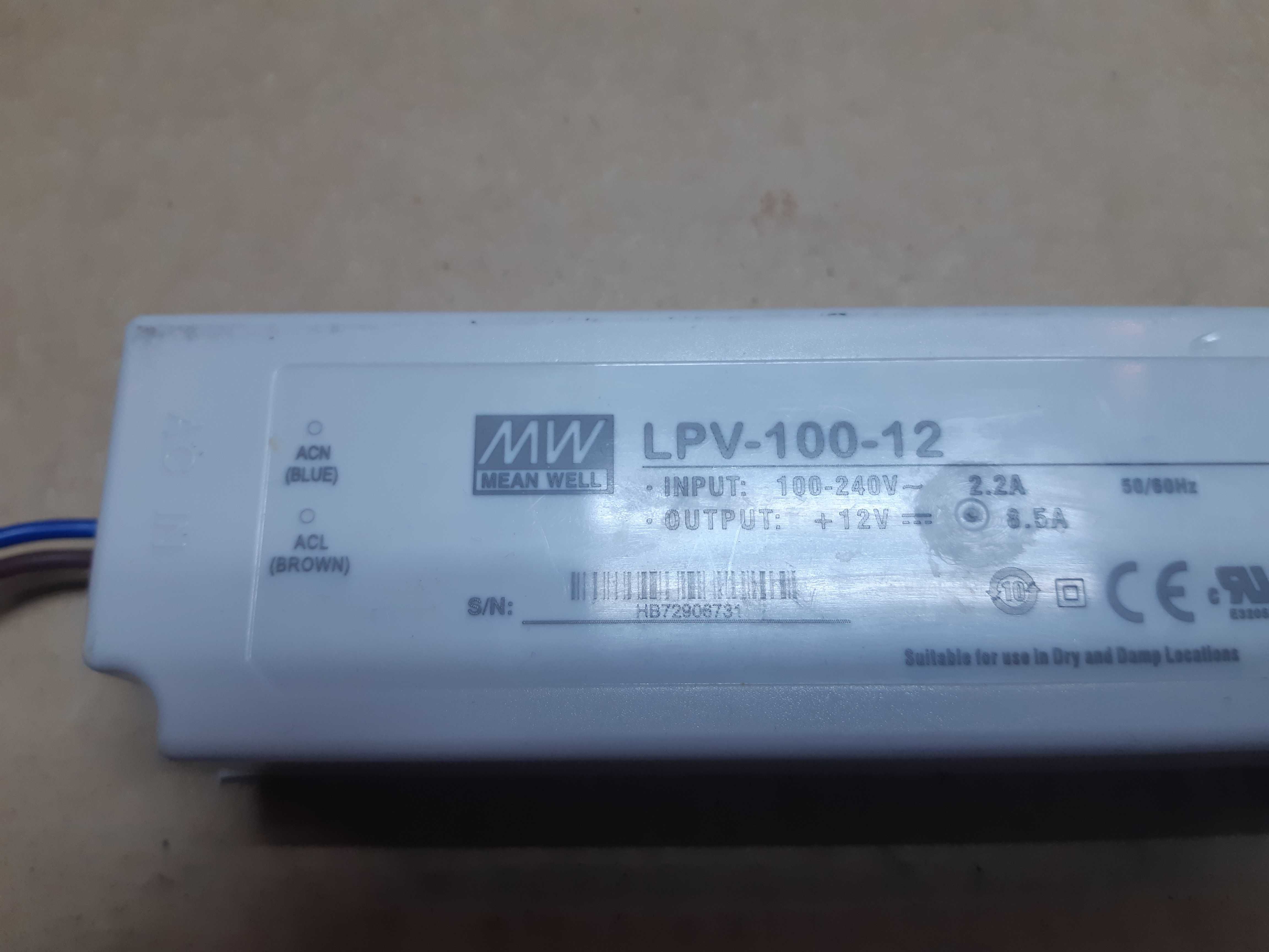 Блок питания 1 Mean Well LPV-100-12 12В; 8.5 А; 102 Вт IP67