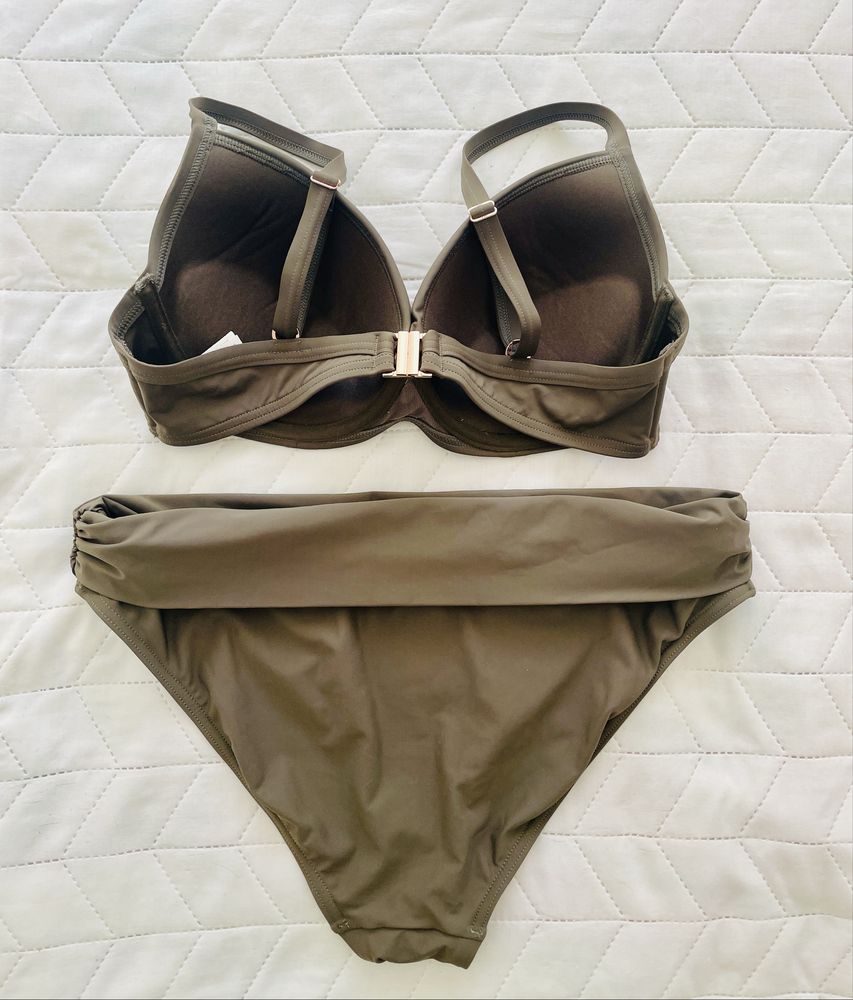 F&F kostium strój kapielowy dwuczęściowy khaki L 40 75C  Push-up nowy