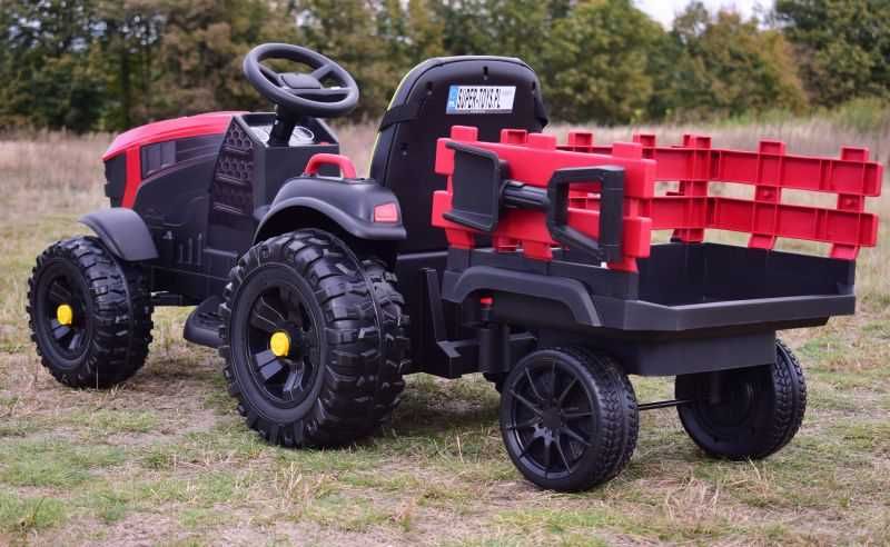 Autko TRAKTOR Z PRZYCZEPĄ NA AKUMULATOR dla dzieci pojazd zabawka