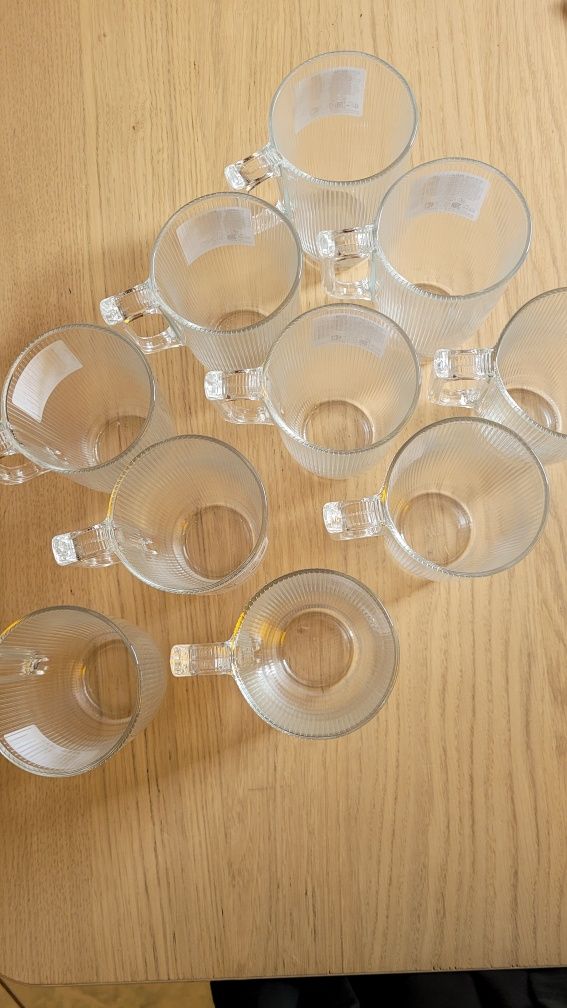 Szklanki 320ml prążkowane kryształ nowe na herbatę latte