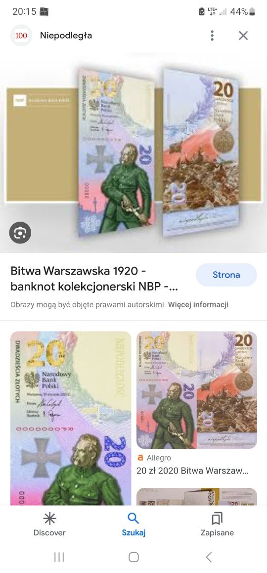 Banknot 20zl bitwa warszawska nbp pwpw