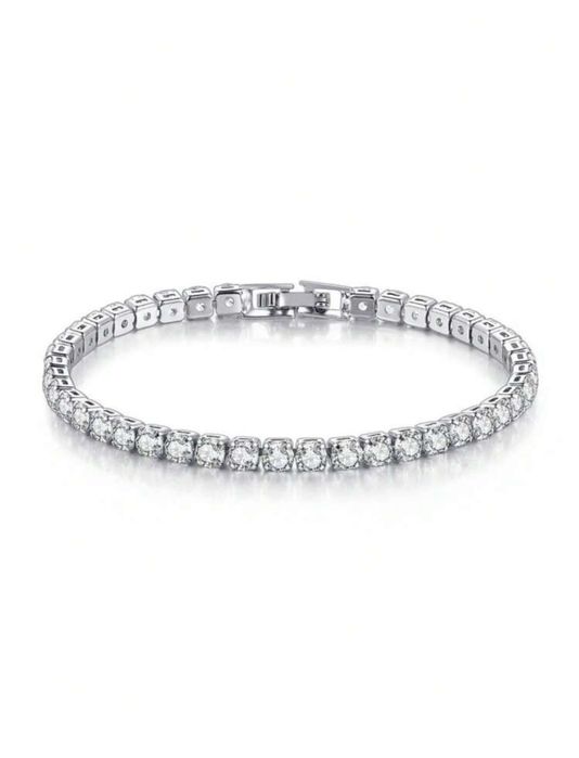 Pulseira masculina Prata c/ Zircônias