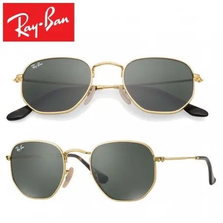 Óculos de Sol Ray-Ban Hexagonal Gold / Crystal Green