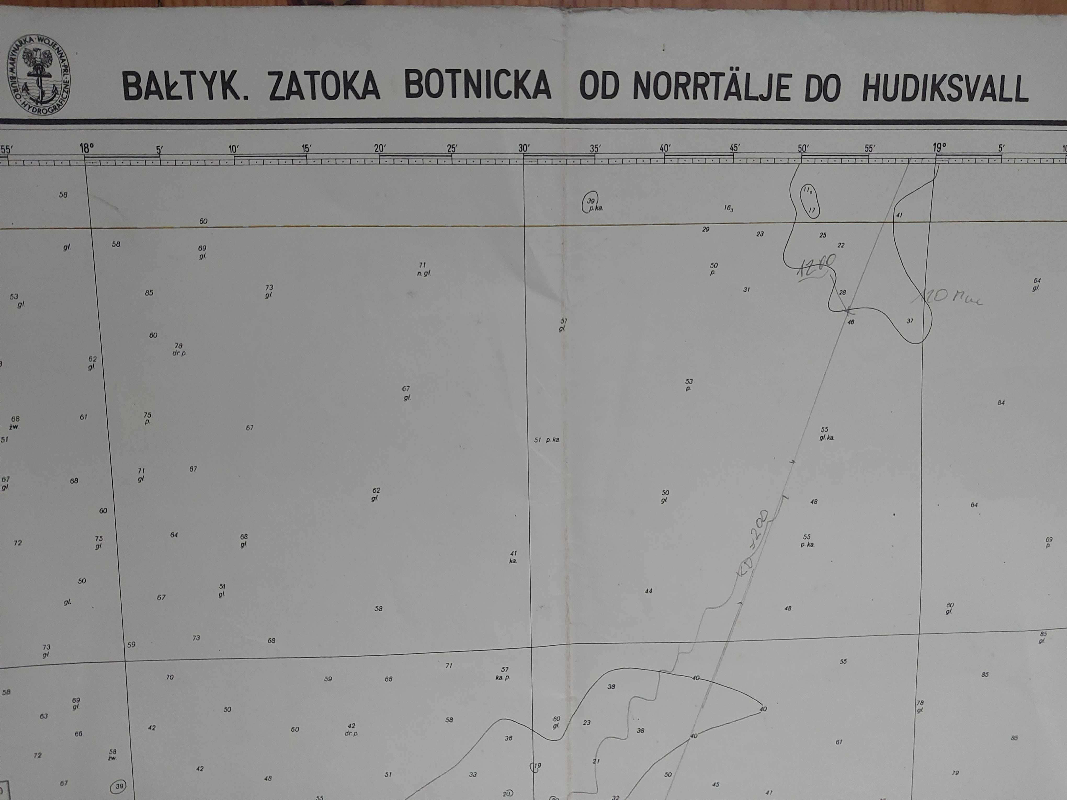 Mapa morskaPRL1979: Bałtyk. Zatoka Botnicka od Norrtalje do Hudiksvall