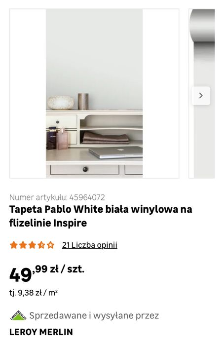 Tapeta Biała Inspired Pablo 9 rolek NOWE fabrycznie zapakowane